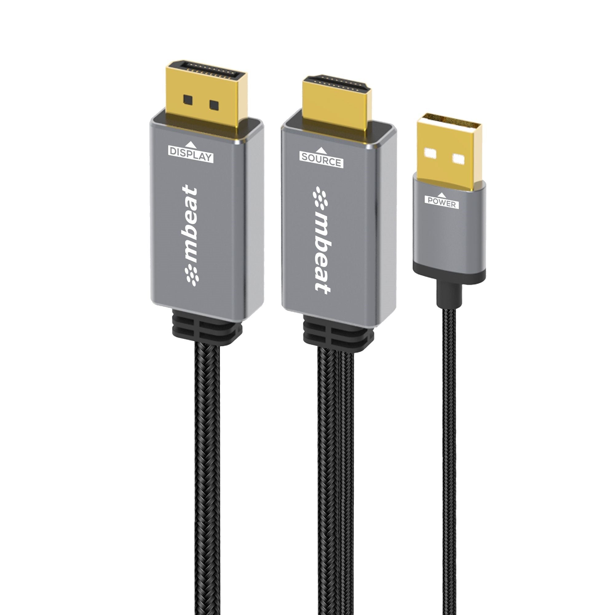 mbeat Tough Link 1.8m HDMI to DisplayPort Cable with USB Power  4K@60Hz (3840×2160), 1440p@120Hz, 1080p@120Hz Package Weight: 150g mbeat Tough Link 1.8m HDMI to DisplayPort Cable with USB Power  4K@60Hz (3840×2160), 1440p@120Hz, 1080p@120Hz Package Weight: 150g